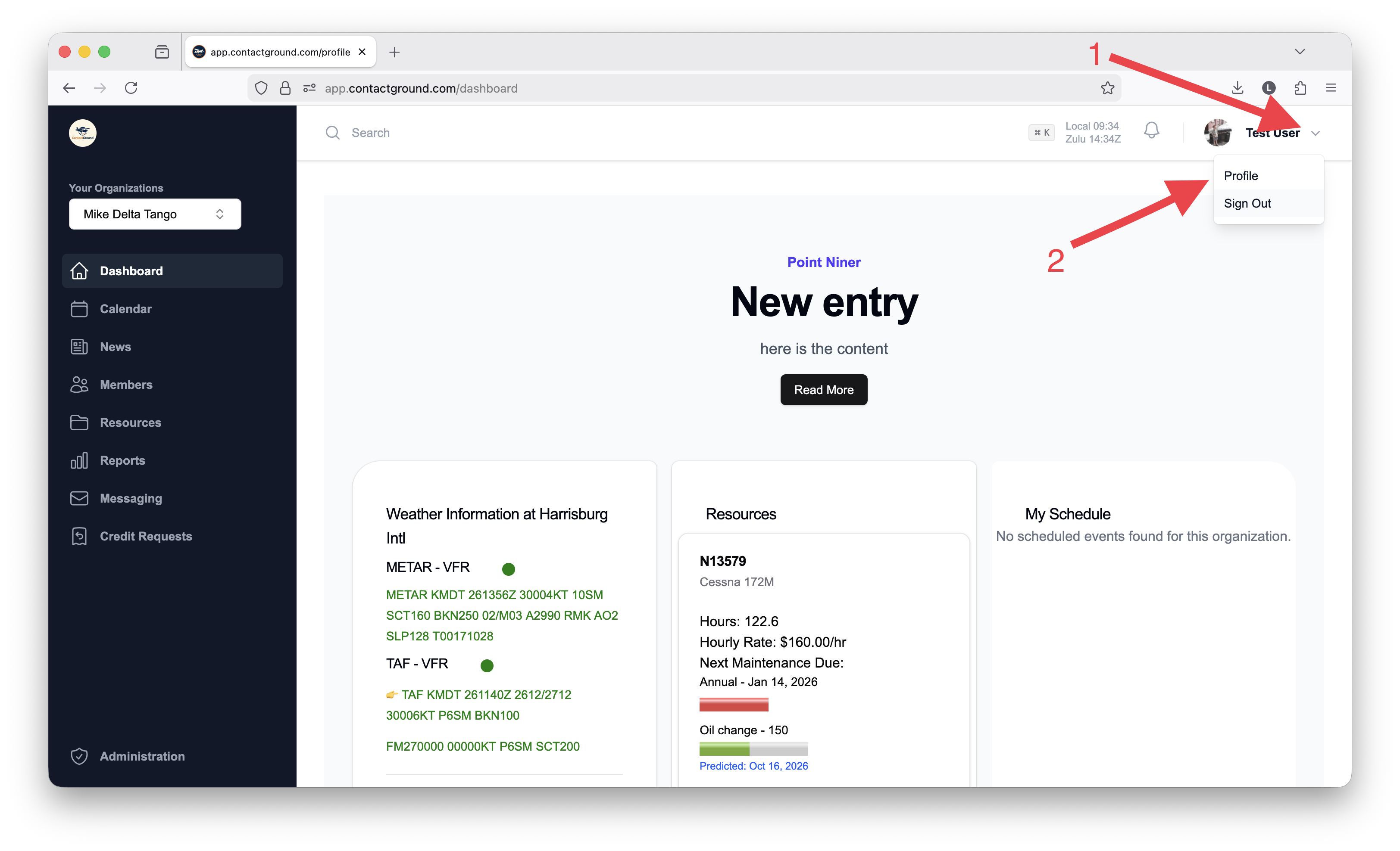 Navigate to the user's Profile page