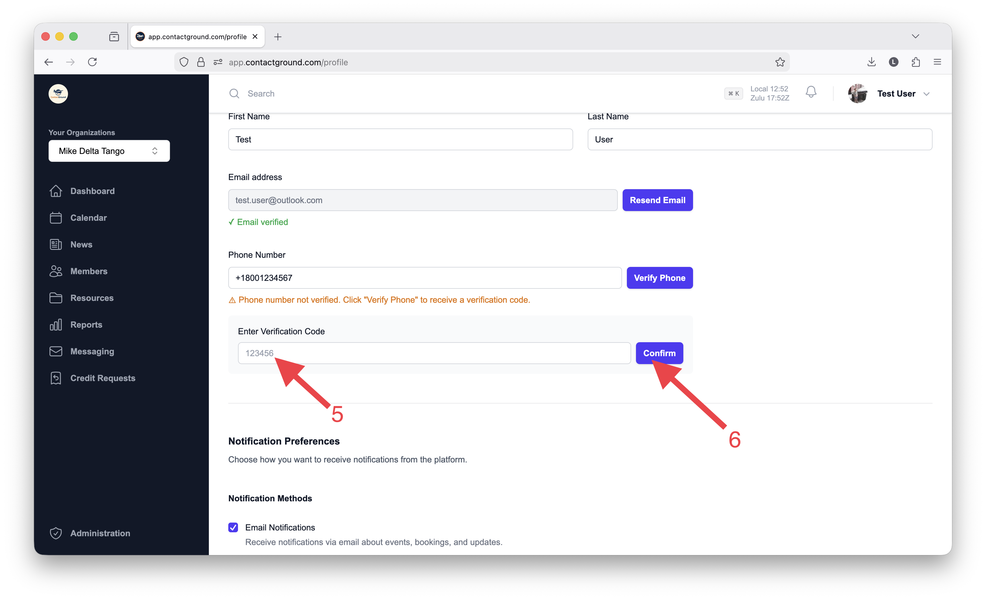Enter the verification code