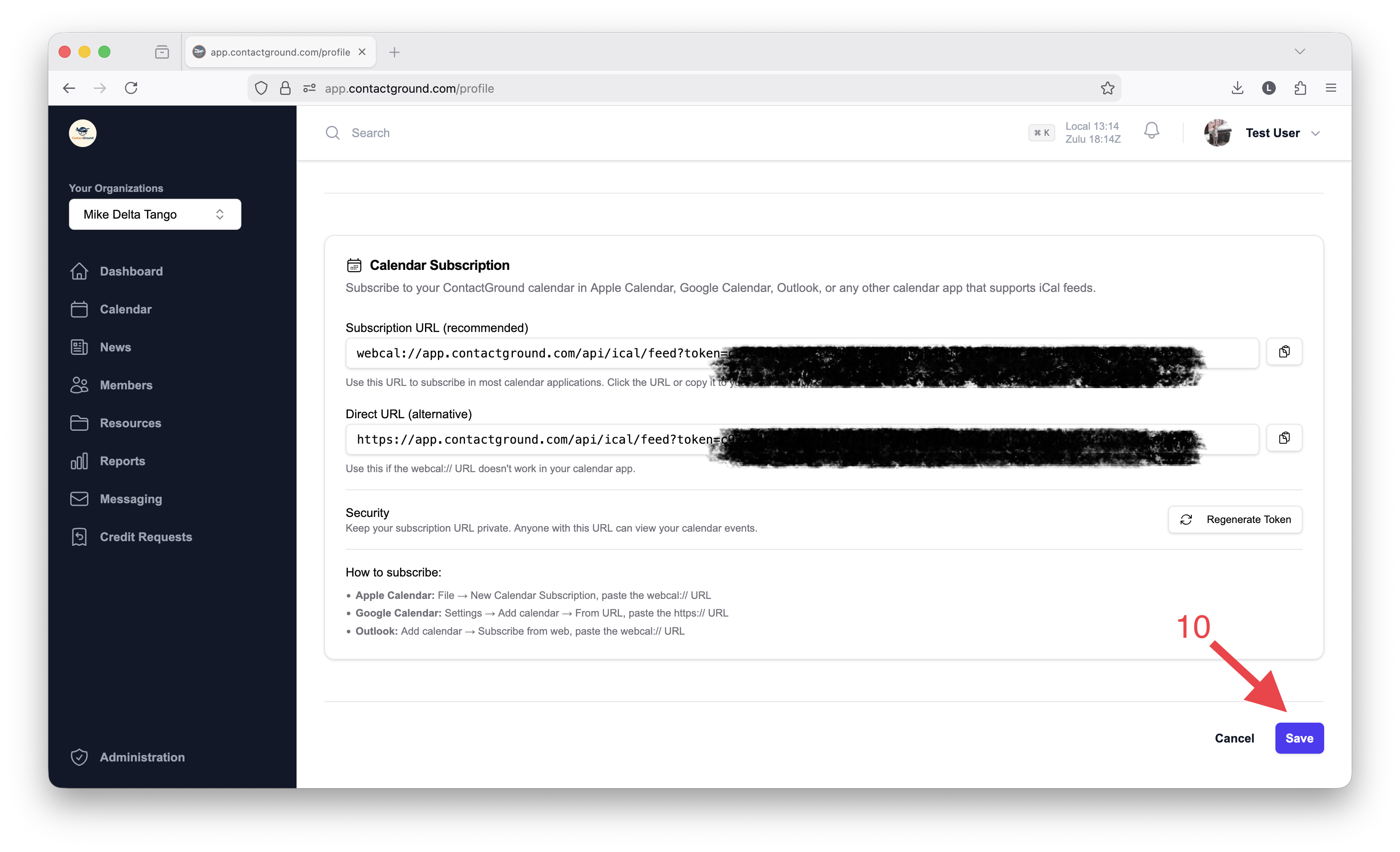 Profile page Save button after SMS consent is accepted