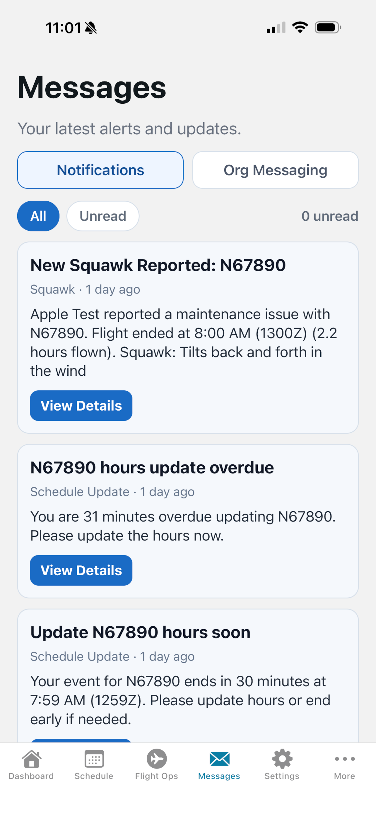 Contact Ground iPhone messages and notifications screen