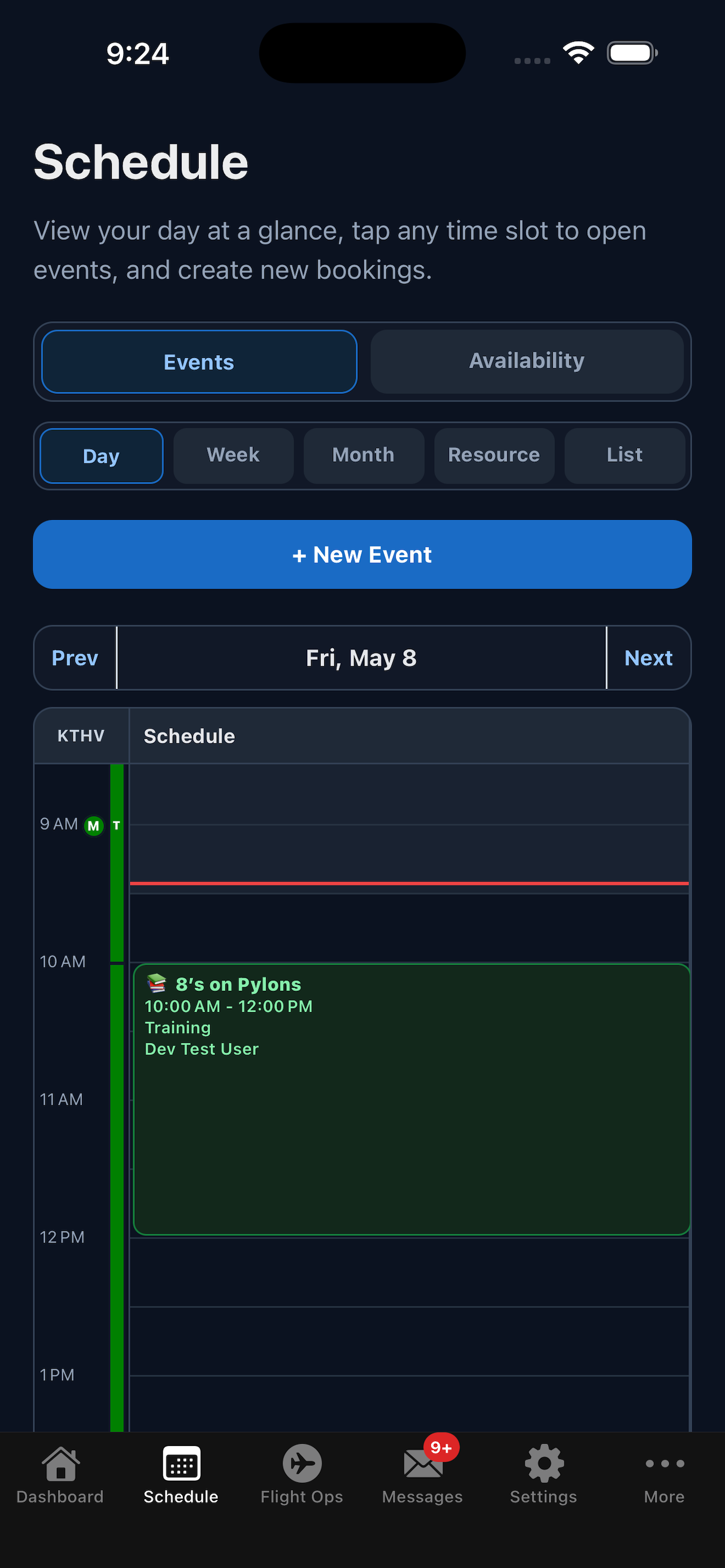 Contact Ground mobile schedule for flying clubs